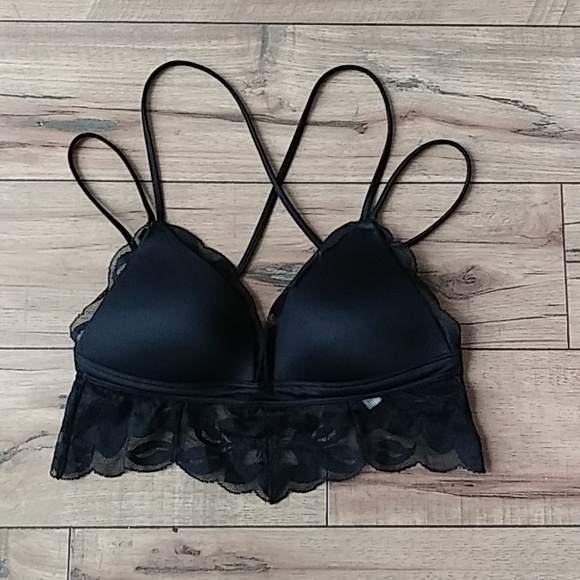 Pink Victoria's Secret Push-up Black Scallop Lace Bralette Bra. Size XS - Picture 6 of 17